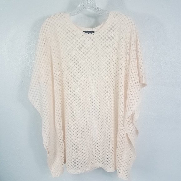 Slinky Brand Other - Slinky Brand Women's Nude Cream Semi Sheer Top Shirt Blouse Swim Suit Cover Up